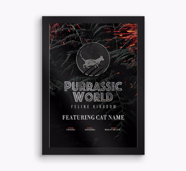 'Purrassic World' Personalised {breedFullName} Framed Print 